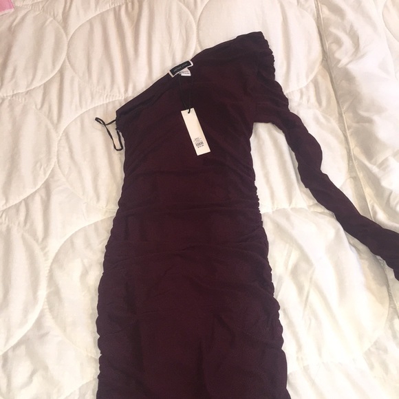 Purple Bodycon One Shoulder Dress - Picture 4 of 8